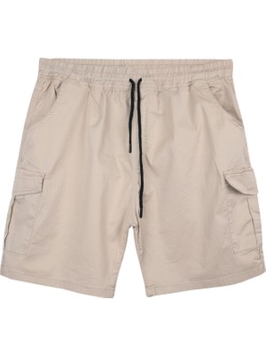 Maruf Shop Erkek  Büyük Beden 100-156 Kilo Arası Için Uygun Kargo Cepli Gabardin Şort Taş