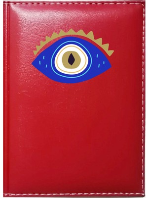 Promosyon Denizi Kişiye Özel  Nazar Boncuğu 4 Görselli Kırmızı Ruhsat Kabı