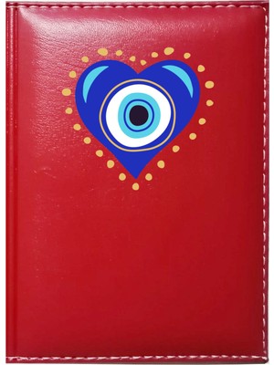 Promosyon Denizi Kişiye Özel  Nazar Boncuğu 2 Görselli Kırmızı Ruhsat Kabı