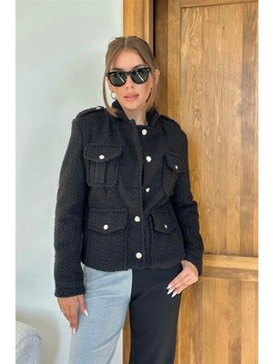 Elbee Fashion Woman Cepli Yumoş Ceket - Siyah