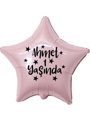 Eğlence Marketi 18 Inç Pembe Renk Kişiye Özel Yaşında Yazılı Yıldız Figürlü Yıldız Folyo Balon