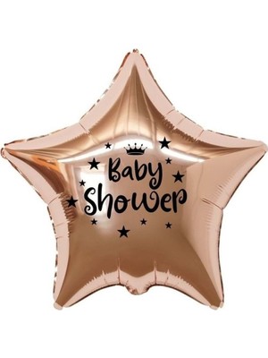 Eğlence Marketi 18 Inç Rose Gold Renk Taç - Yıldız Figürlü Baby Shower Temalı Yıldız Folyo Balon