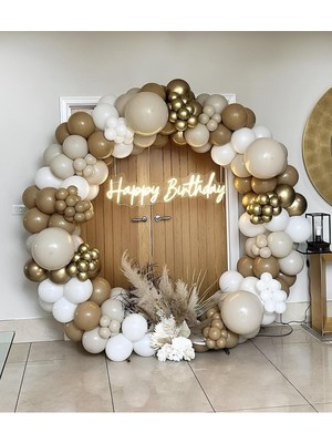 Eğlence Marketi Krom Gold Karamel ve Deniz Kumu Beyaz Balon Zinciri 100 Adet