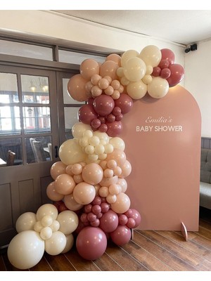 Eğlence Marketi Retro Rosewood Pink Blush ve Retro Beyaz Balon Zinciri 100 Adet