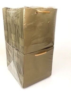 Eğlence Marketi 11X11 cm Ipli Karton Çanta 10 Adet Altın
