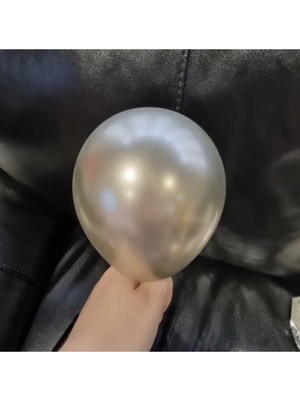 Eğlence Marketi 5 Inç Küçük Boy Krom Balon 10 Adet Beyaz Altın