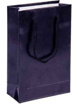 Eğlence Marketi 11X17 cm Ipli Hediyelik Karton Çanta Siyah 25 Adet