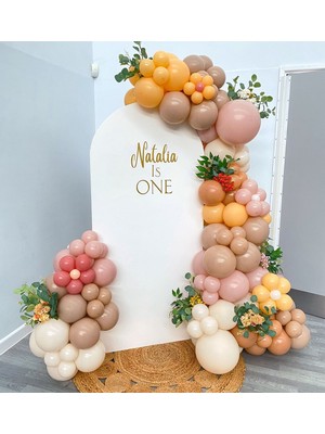 Eğlence Marketi Retro Pink Blush Fındık Beyaz ve Şeftali Balon Zinciri 100 Adet