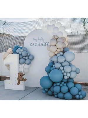 Eğlence Marketi Derin Okyanus Fırtına Mavisi Deniz Kumu ve Beyaz Balon Zinciri 100 Adet