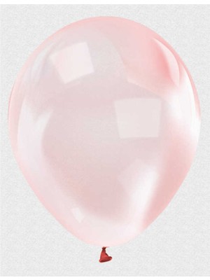 Eğlence Marketi 12 Inç Standart Boy Renkli Şeffaf Balon 10 Adet Kırmızı