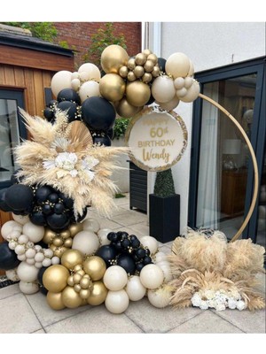 Eğlence Marketi Krom Gold Pastel Siyah ve Deniz Kumu  Balon Zinciri 100 Adet