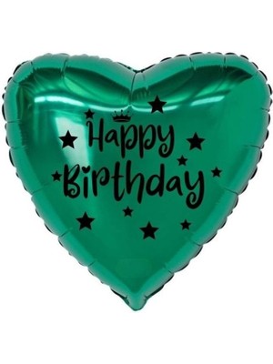 Eğlence Marketi 18 Inç Yeşil Renk Taç - Yıldız Figürlü Baby Shower Temalı Kalp Folyo Balon