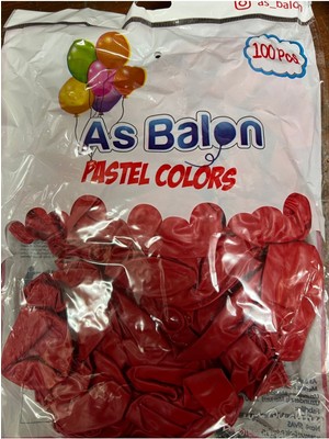 Eğlence Marketi 12 Inç Standart Boy Pastel Balon Kırmızı 100 Adet
