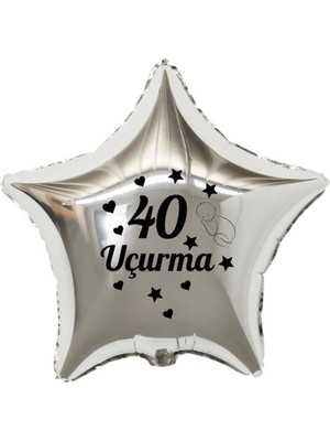 Eğlence Marketi 18 Inç Gümüş Renk Bebek Figürlü 40 Uçurma Temalı Yıldız Folyo Balon