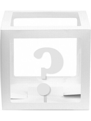 Eğlence Marketi Beyaz Şeffaf Balon Kutusu 25X25 cm ? Soru Işareti