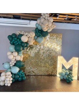 Eğlence Marketi Retro Adaçayı Deniz Kumu ve Kış Yeşili Balon Zinciri 100 Adet