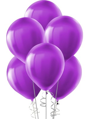 Eğlence Marketi 12 Inç Standart Boy Metalik Balon Mor 100 Adet