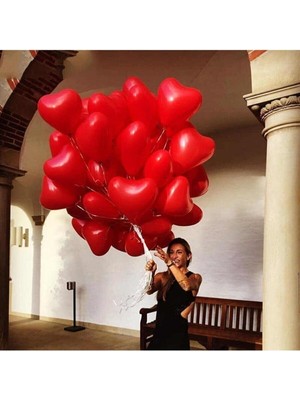 Eğlence Marketi 12 Inç Standart Boy Kalp Balon 10 Adet Kırmızı