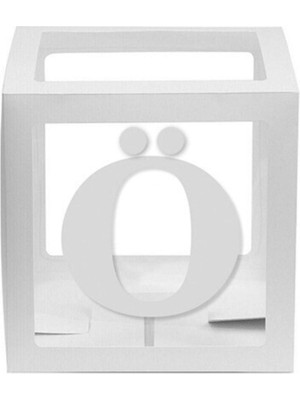 Eğlence Marketi Beyaz Şeffaf Balon Kutusu 25X25 cm Ö Harfi