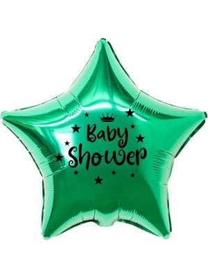 Eğlence Marketi 18 Inç Yeşil Renk Taç - Yıldız Figürlü Baby Shower Temalı Yıldız Folyo Balon