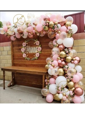 Eğlence Marketi Makaron Pembe Beyaz Gold Rosegold Krom Balon Zinciri 100 Adet