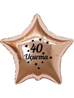 Eğlence Marketi 18 Inç Rose Gold Renk Bebek Figürlü 40 Uçurma Temalı Yıldız Folyo Balon