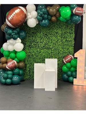 Eğlence Marketi Çikolata Kahve Karamel Çimen Yeşili Adaçayı ve Beyaz Balon Zinciri 100 Adet