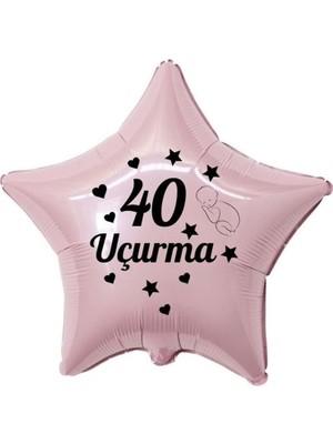 Eğlence Marketi 18 Inç Pembe Renk Bebek Figürlü 40 Uçurma Temalı Yıldız Folyo Balon