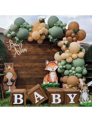 Eğlence Marketi Retro Adaçayı Karamel ve Çöl Kumu Balon Zinciri 100 Adet