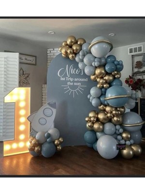 Eğlence Marketi Krom Gold Derin Okyanus ve Fırtına Mavisi Balon Zinciri 100 Adet