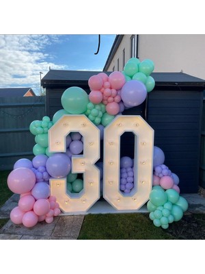 Eğlence Marketi Makaron Lila Mint ve Pembe Balon Zinciri 100 Adet
