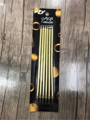 Eğlence Marketi 20 cm Altın Mum 6'lı Uzun Mum Gold