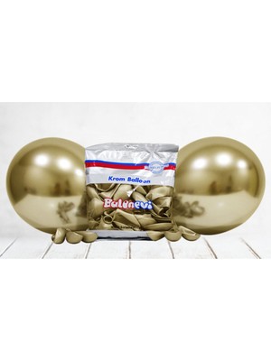 Eğlence Marketi 12 Inç Standart Boy Krom Balon 10 Adet Gold