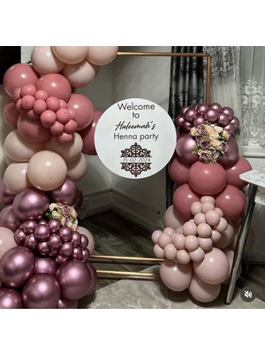 Eğlence Marketi Krom Pembe Pink Blush ve Rosewood Balon Zinciri 100 Adet
