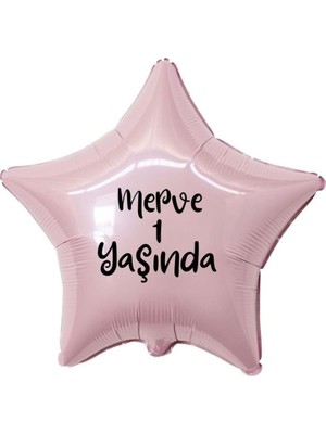 Eğlence Marketi 18 Inç Pembe Renk Kişiye Özel Yaşında Yazılı Yıldız Folyo Balon