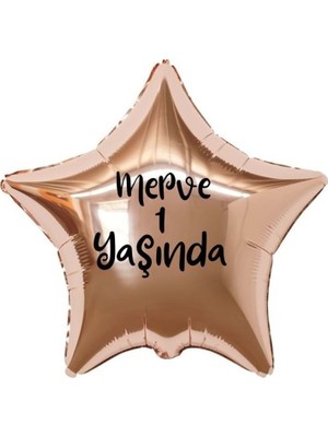 Eğlence Marketi 18 Inç Rose Gold Renk Kişiye Özel Yaşında Yazılı Yıldız Folyo Balon