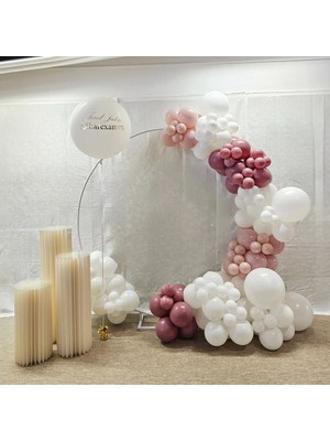 Eğlence Marketi Retro Pink Blush Rosewood ve Beyaz Balon Zinciri 100 Adet