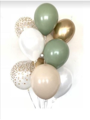 Eğlence Marketi Küf Yeşili Gold Krom Balon Seti
