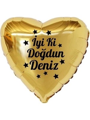 Eğlence Marketi 18 Inç Gold Renk Kişiye Özel Iyi Ki Doğdun Yazılı Kalp Figürlü Kalp Folyo Balon