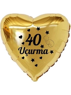 Eğlence Marketi 18 Inç Gold Renk Bebek Figürlü 40 Uçurma Temalı Kalp Folyo Balon