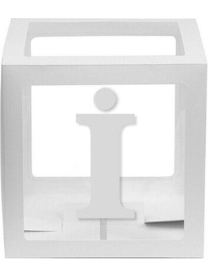 Eğlence Marketi Beyaz Şeffaf Balon Kutusu 25X25 cm I Harfi