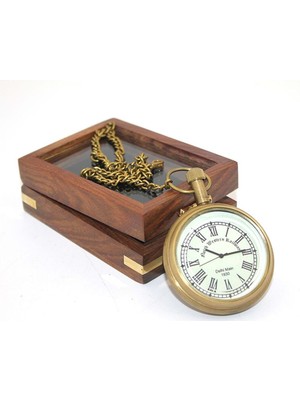 Ahşap Kutulu Roma Rakamlı Pirinç Köstekli Saat NI4313A