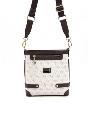 Silver & Polo Silver Polo Bej - Kahve Monogram Kadın Çapraz Çanta SP1120
