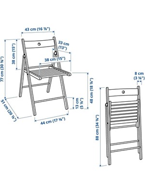 IKEA Frösvı Kayın Katlanır Sandalye 44 CMX51 Cmx 77 cm