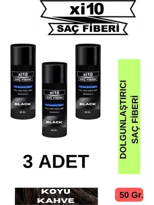 XI10 Dolgunlaştırıcı Saç Tozu Topik Koyu Kahve 3 Adet x 50 gr
