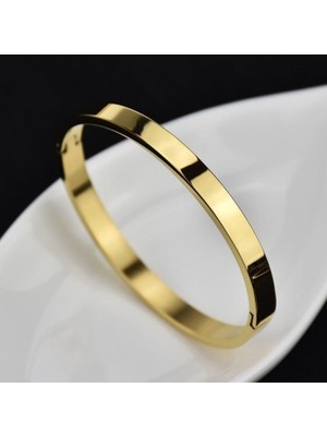 Modern Accessories Düz Kartier Model Bileklik Gold Renk Kelepçe