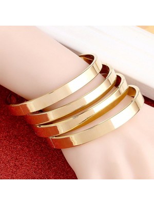 Modern Accessories Düz Kartier Model Bileklik Gold Renk Kelepçe