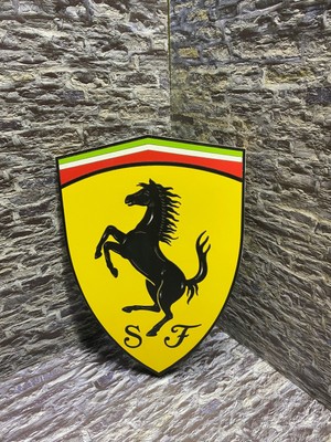 Refason Desing Ferrari Araba Amblem Ahşap Duvar Sanat Lazer Kesim Tablo Hediyelik Eşya