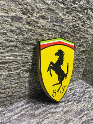 Refason Desing Ferrari Araba Amblem Ahşap Duvar Sanat Lazer Kesim Tablo Hediyelik Eşya