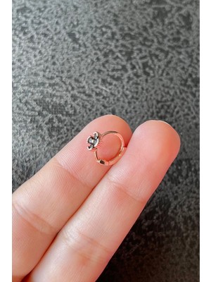 2D2B Nature Siyah Taşlı Rose Gold Halka Çiçek Piercing